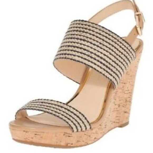 Jessica Simpson JS0Janic Natural/Black Stripe Platform-Wedges SZ 10 (NIB) - Picture 1 of 4